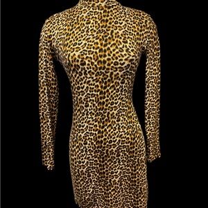 Leopard Print Long Sleeve Dress